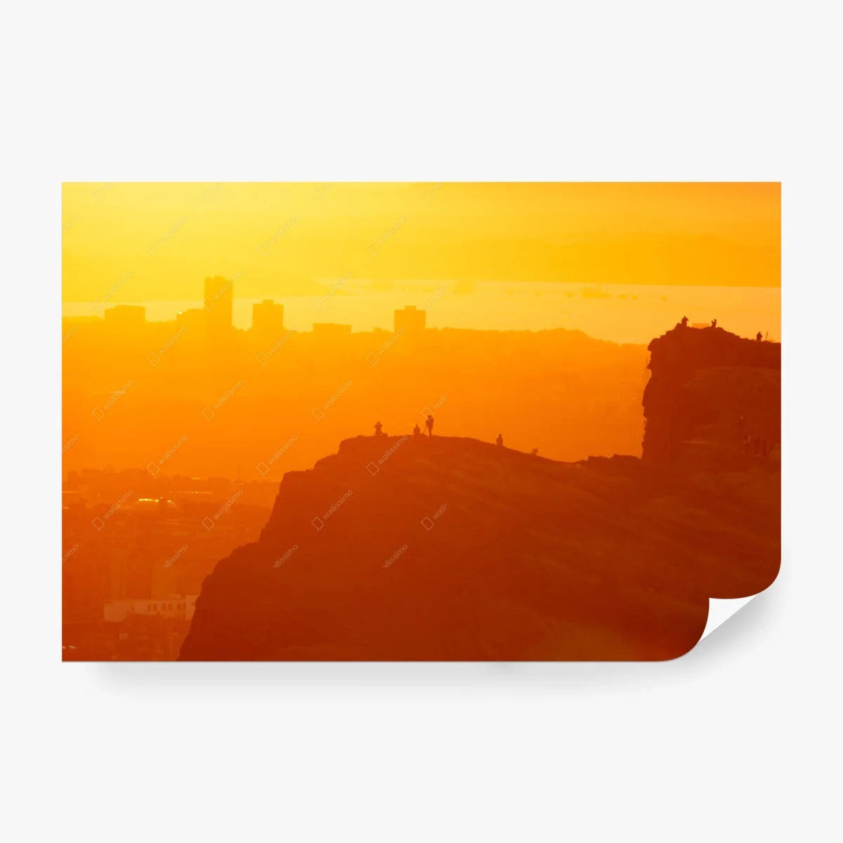 Carta da parati tramonto dorato sulla scogliera • Wallissimo®