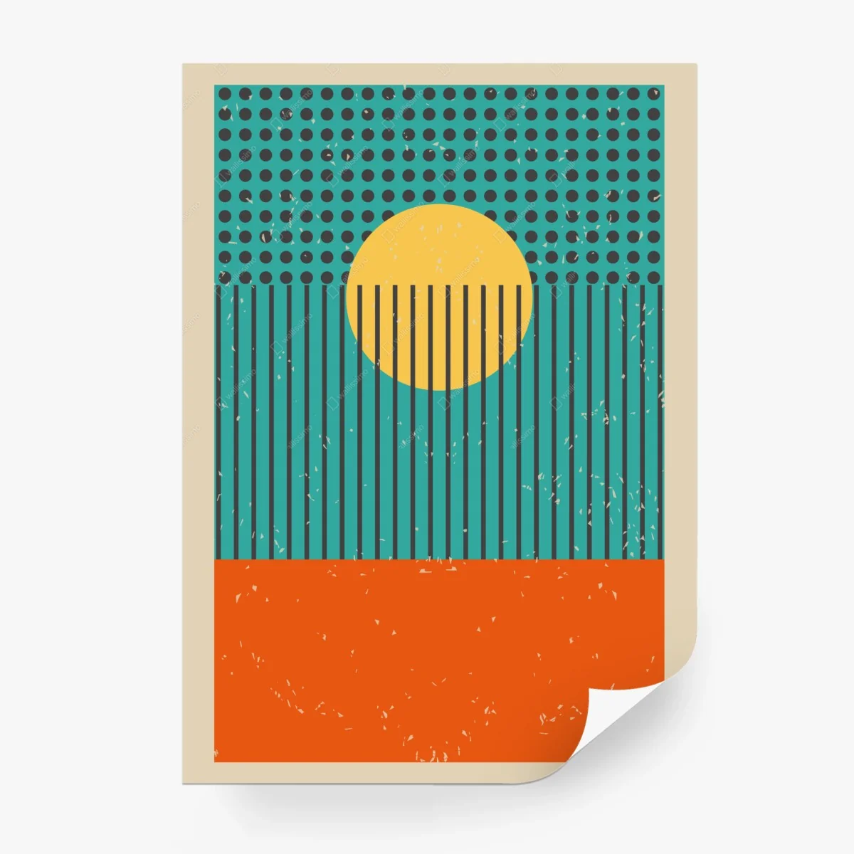 Carta da parati tramonto geometrico minimalista • Wallissimo®