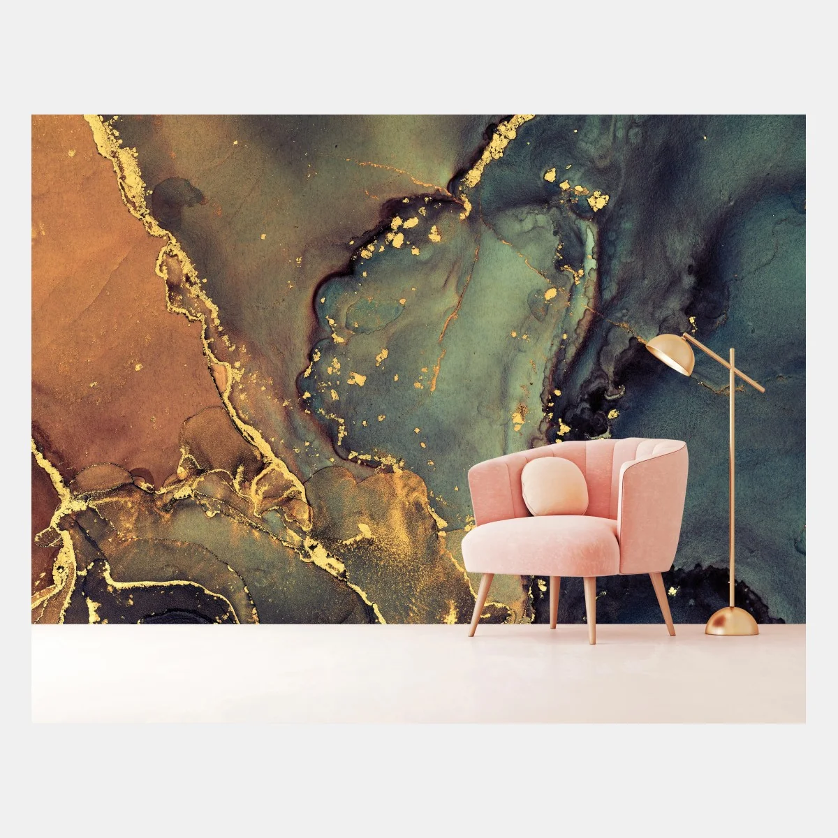 Carta da parati marmo liquido con venature dorate • Wallissimo® Carta da parati marmo liquido con venature dorate • Wallissimo®