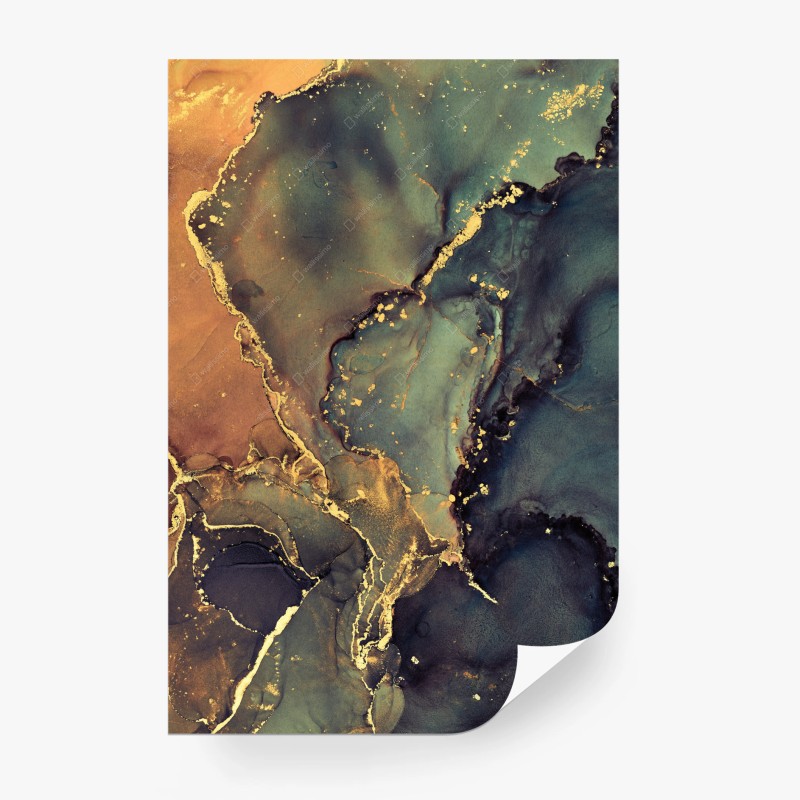 Carta da parati marmo liquido con venature dorate