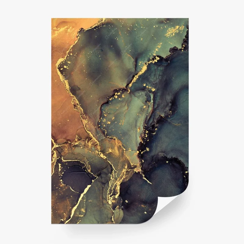 Carta da parati marmo liquido con venature dorate