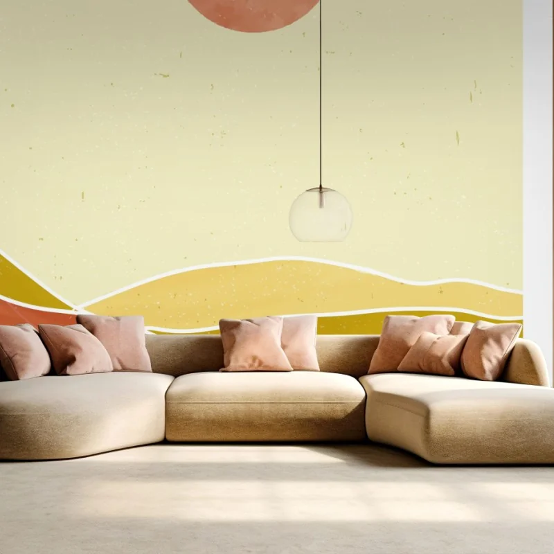 Carta da parati paesaggio a strati in toni terrosi