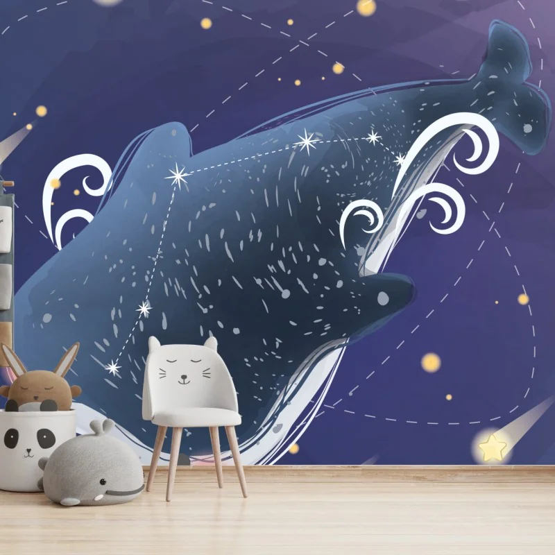 Carta da parati balena stellata nel cielo notturno • Wallissimo® Carta da parati balena stellata nel cielo notturno • Wallissimo®