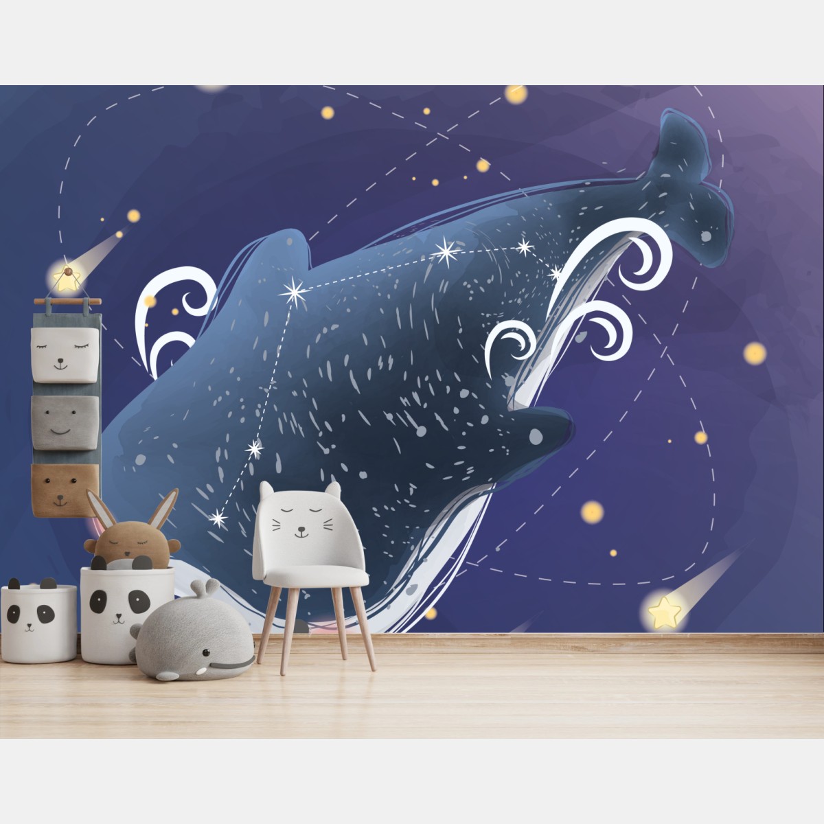 Carta da parati balena stellata nel cielo notturno • Wallissimo® Carta da parati balena stellata nel cielo notturno • Wallissimo®