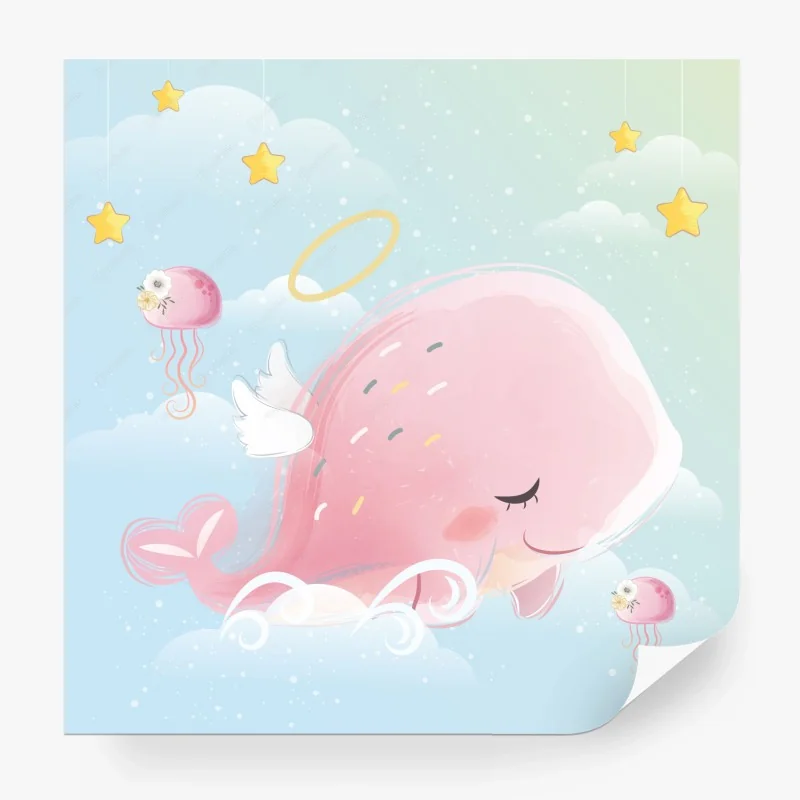 Carta da parati balena rosa dei sogni