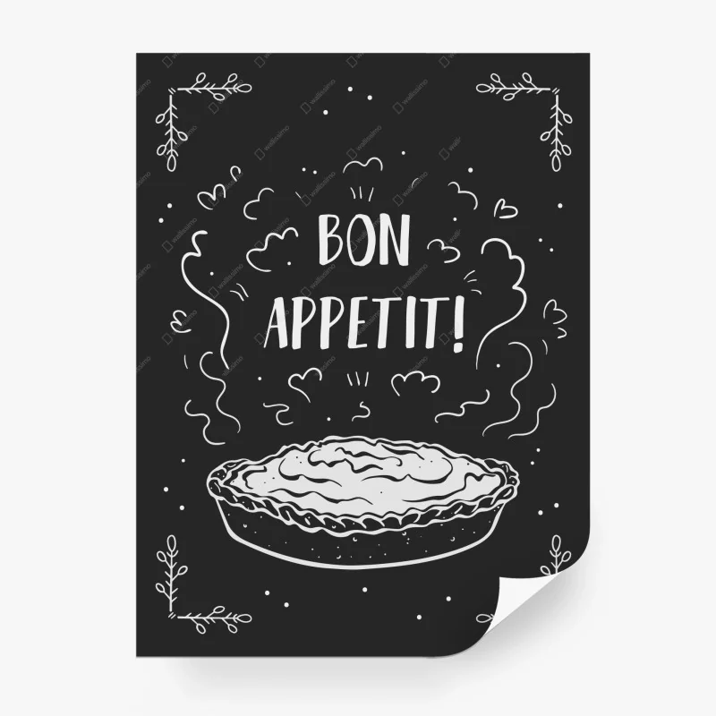 Carta da parati grafica da cucina bon appetit in stile lavagna