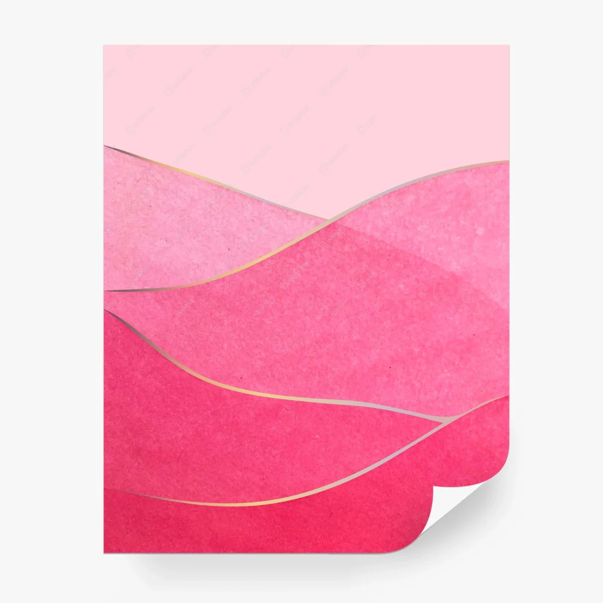 Carta da parati paesaggio di onde rosa con dettagli dorati • Wallissimo®