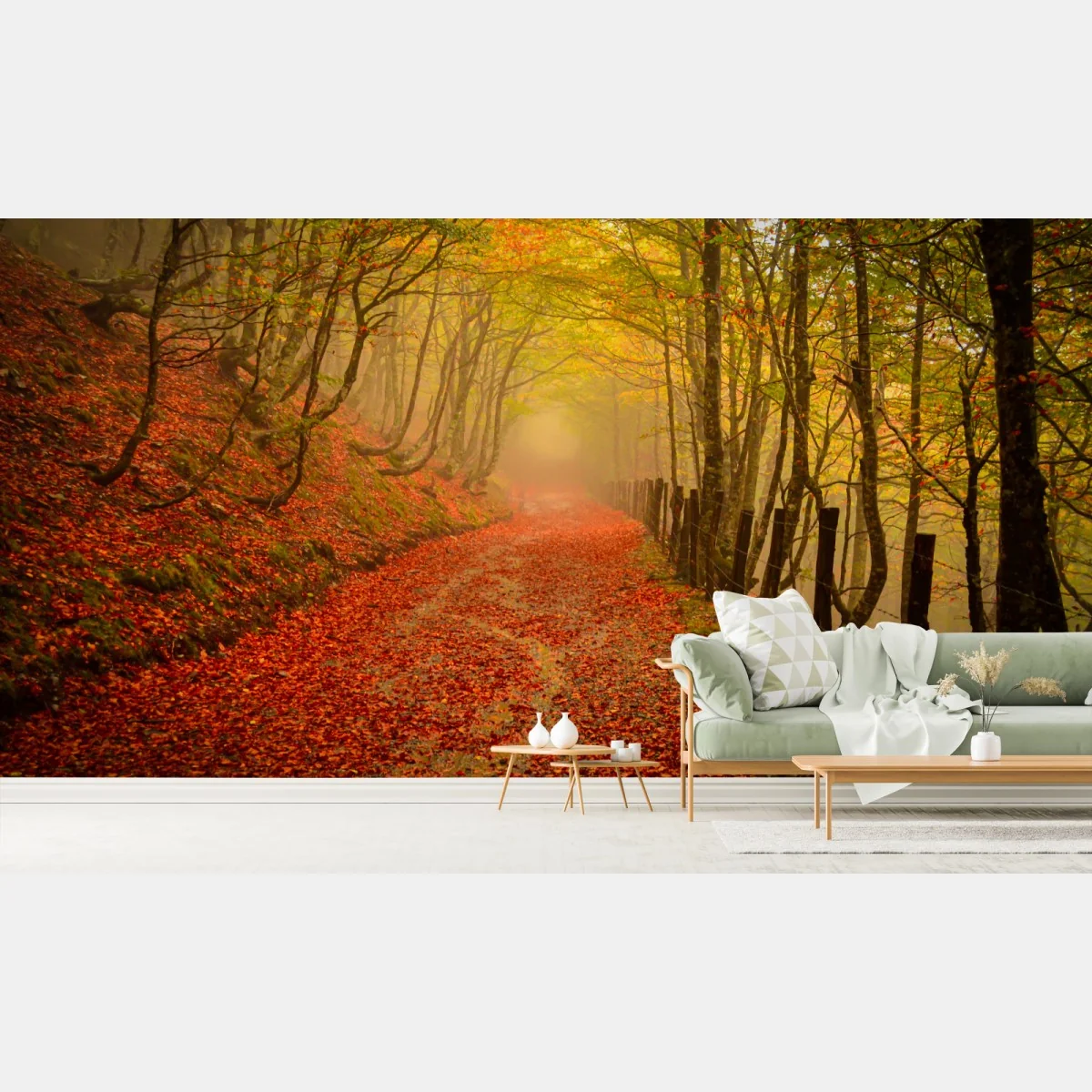 Carta da parati sentiero d'autunno tra gli alberi • Wallissimo® Carta da parati sentiero d'autunno tra gli alberi • Wallissimo®