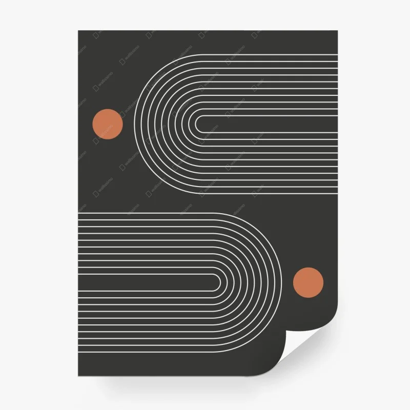 Carta da parati linee curve e punti terracotta