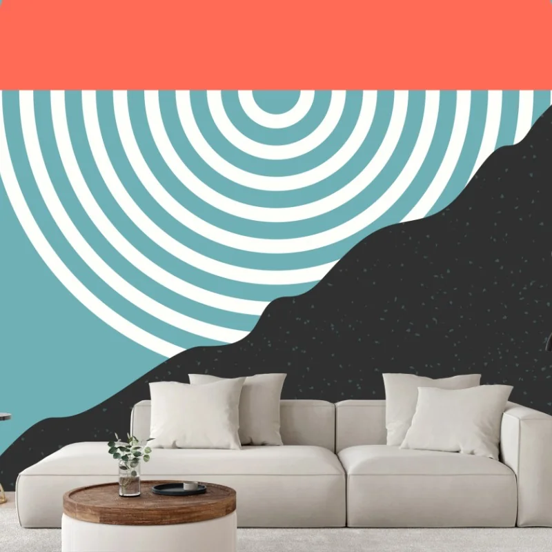 Carta da parati tramonto geometrico sulla montagna