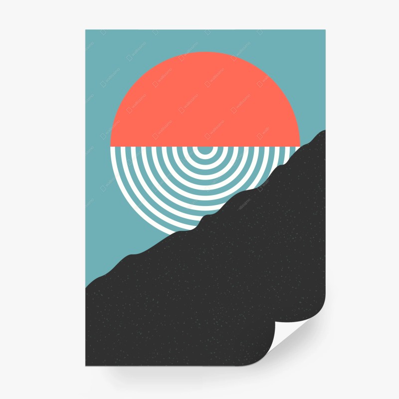 Carta da parati tramonto geometrico sulla montagna