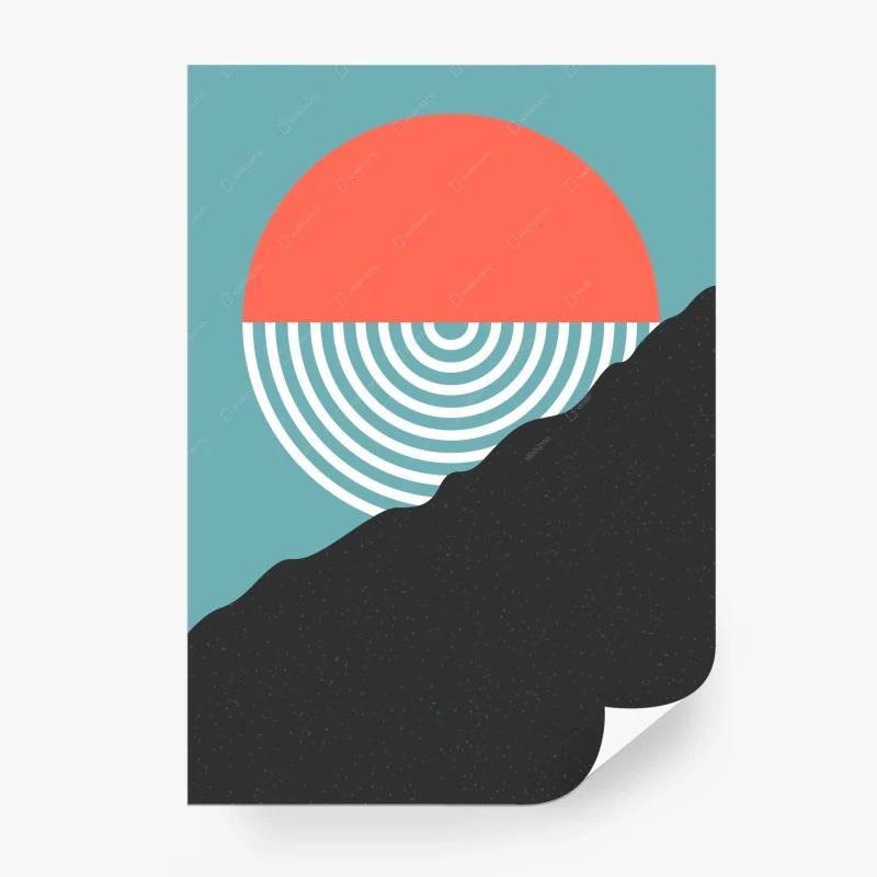 Carta da parati tramonto geometrico sulla montagna