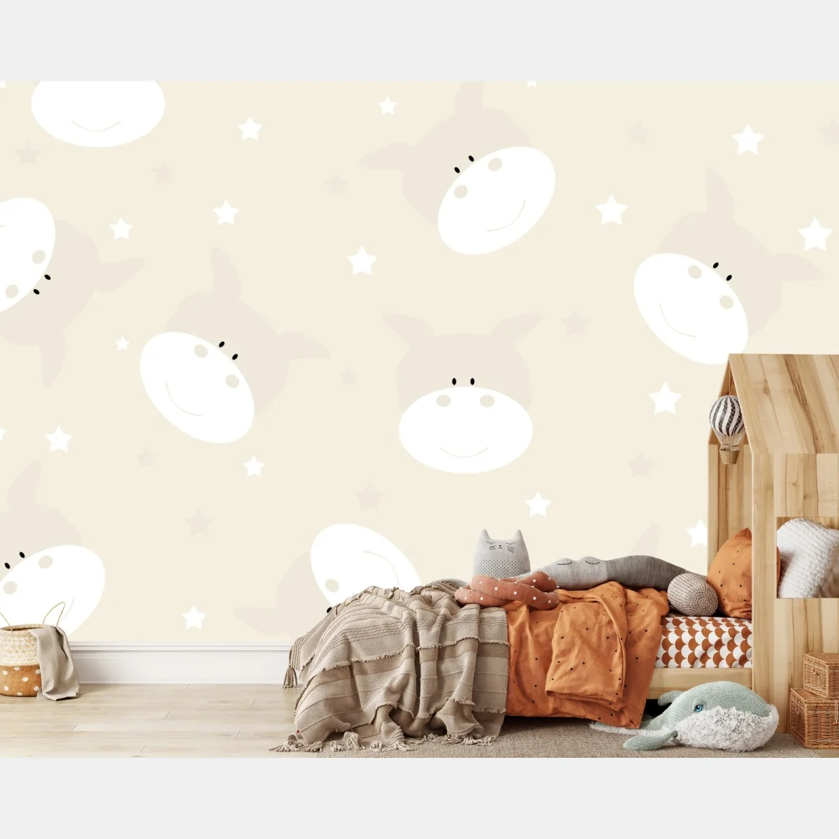 Carta da parati morbido motivo di mucche sorridenti su sfondo beige • Wallissimo® Carta da parati morbido motivo di mucche sorridenti su sfondo beige • Wallissimo®
