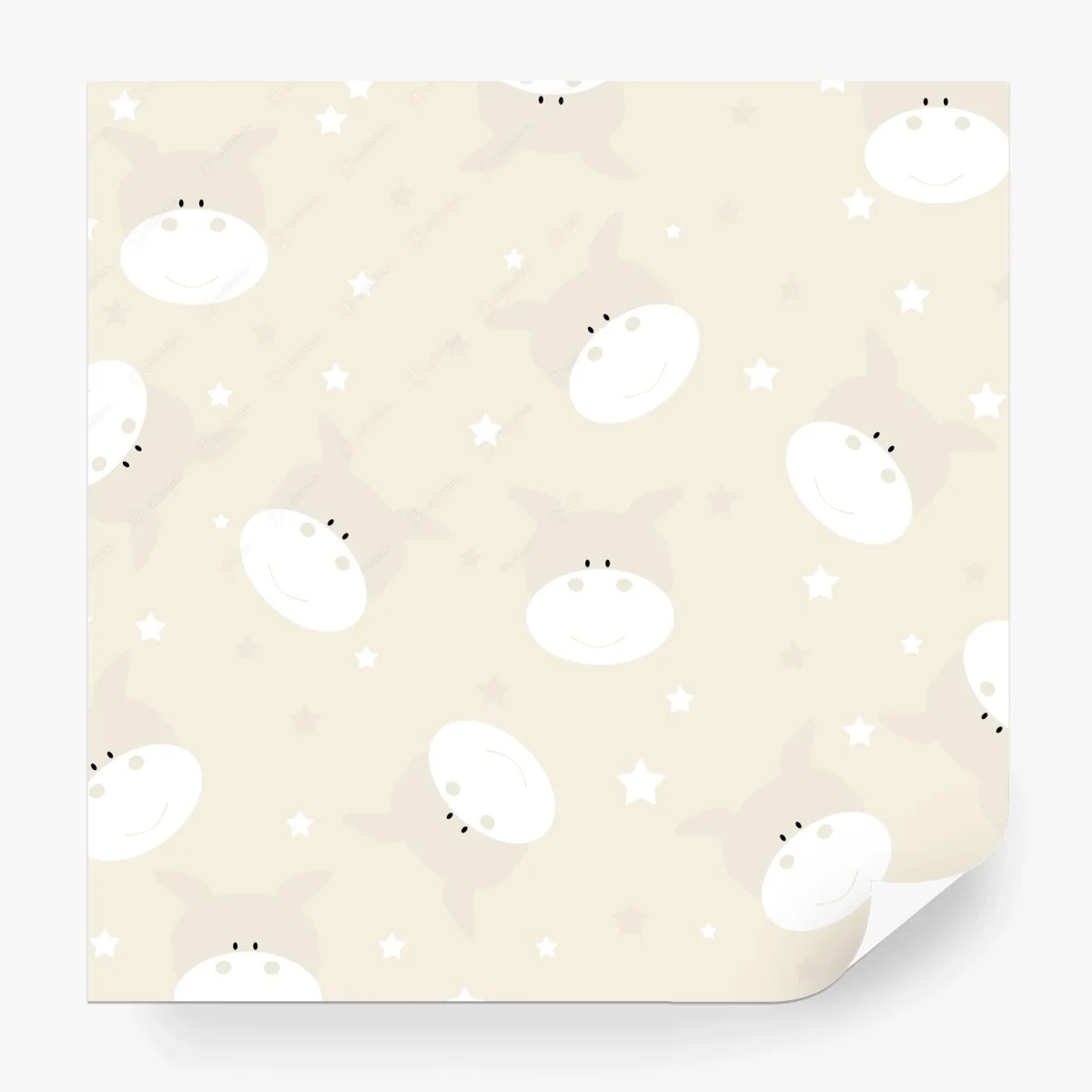 Carta da parati morbido motivo di mucche sorridenti su sfondo beige • Wallissimo® Carta da parati morbido motivo di mucche sorridenti su sfondo beige • Wallissimo®