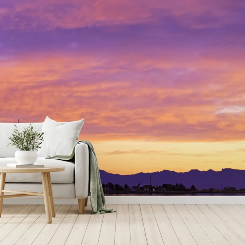 Carta da parati riflessi del tramonto sul lago