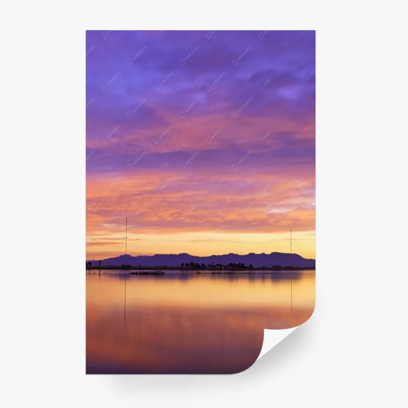 Carta da parati riflessi del tramonto sul lago