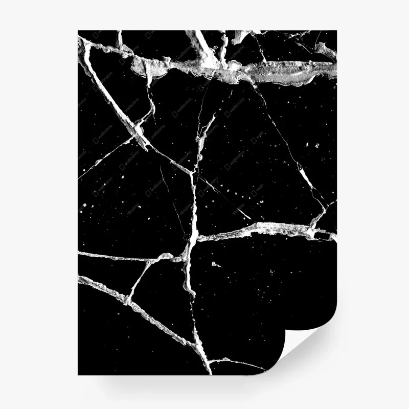 Carta da parati eleganza marmorea: venature bianche su fondo nero