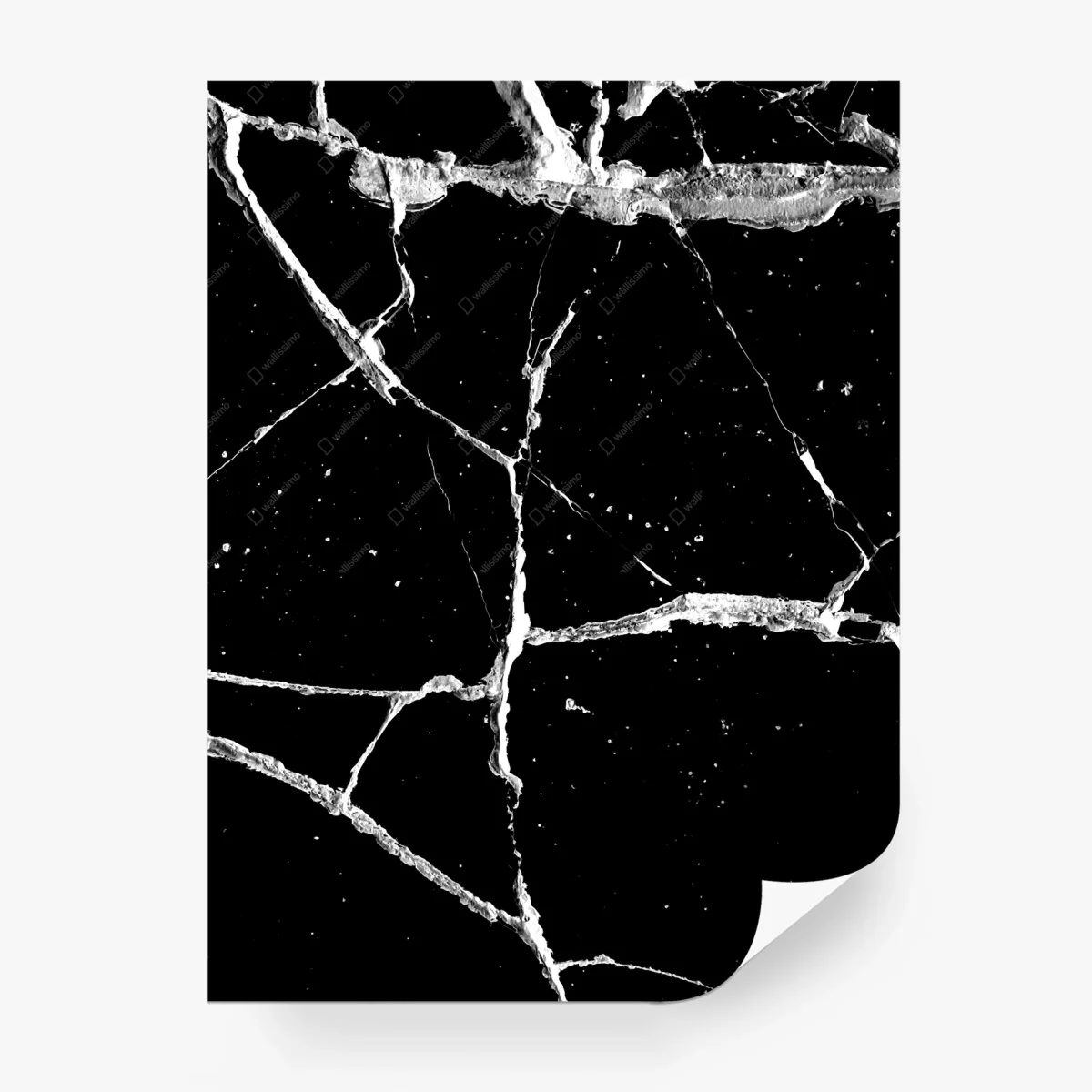 Carta da parati eleganza marmorea: venature bianche su fondo nero • Wallissimo® Carta da parati eleganza marmorea: venature bianche su fondo nero • Wallissimo®