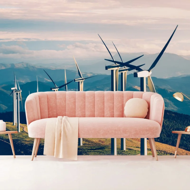 Carta da parati turbine eoliche sulle creste montane