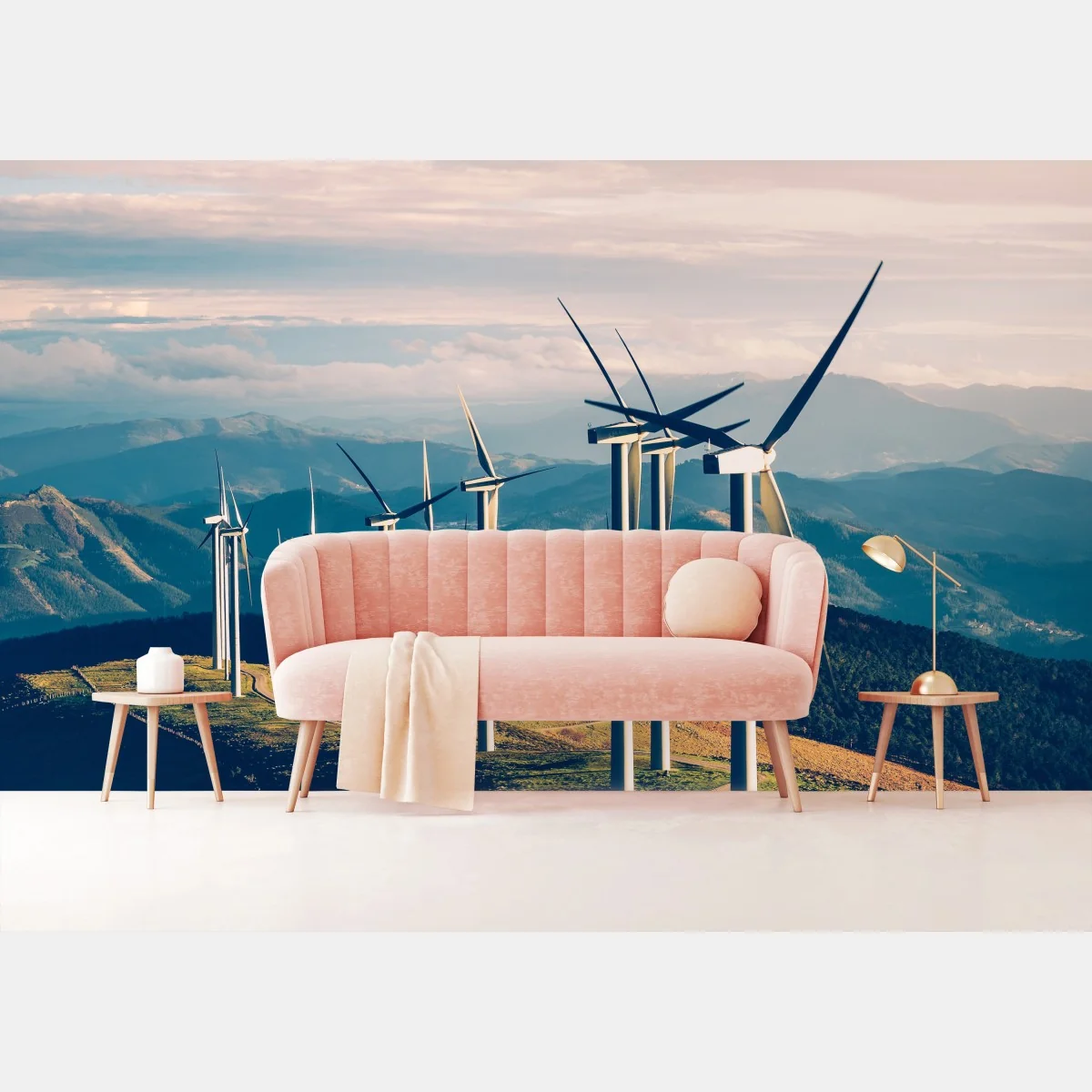 Carta da parati turbine eoliche sulle creste montane • Wallissimo® Carta da parati turbine eoliche sulle creste montane • Wallissimo®