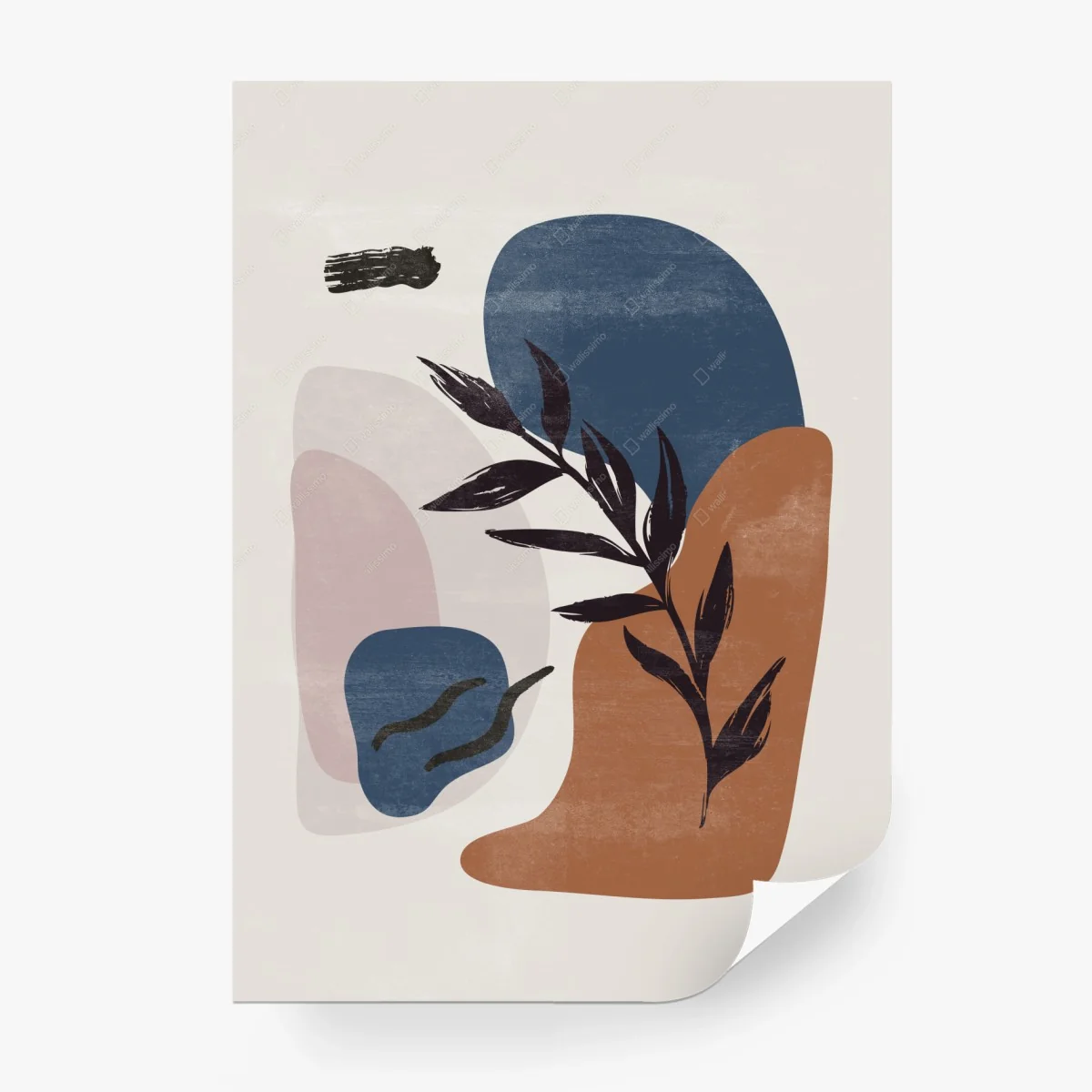 Carta da parati composizione botanica astratta in toni terra • Wallissimo®