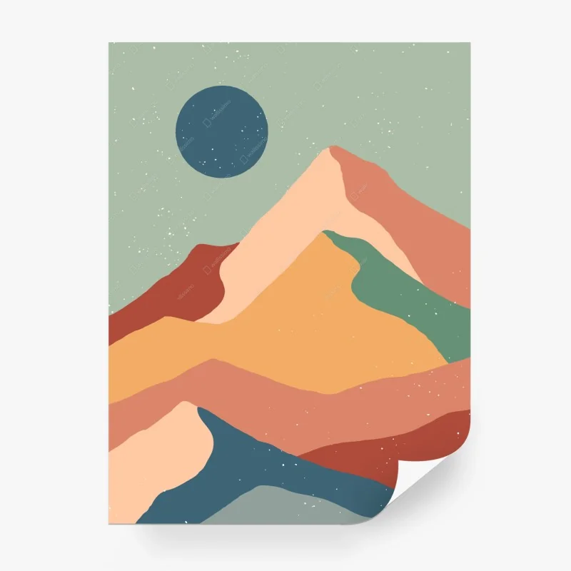 Carta da parati paesaggio montano astratto in stile mid-century