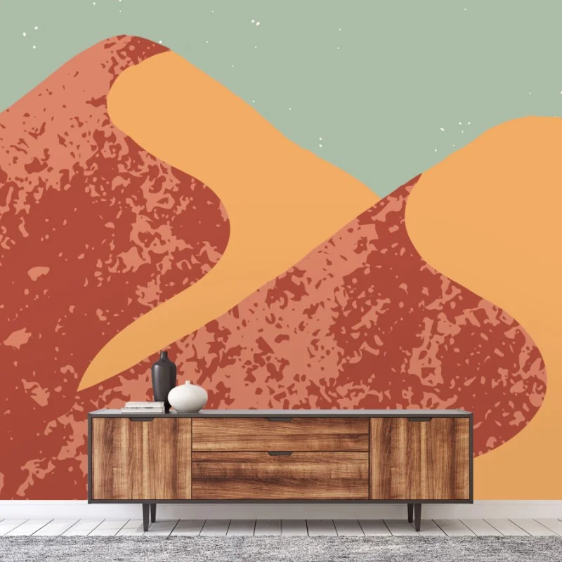 Carta da parati paesaggio montano astratto in stile mid-century
