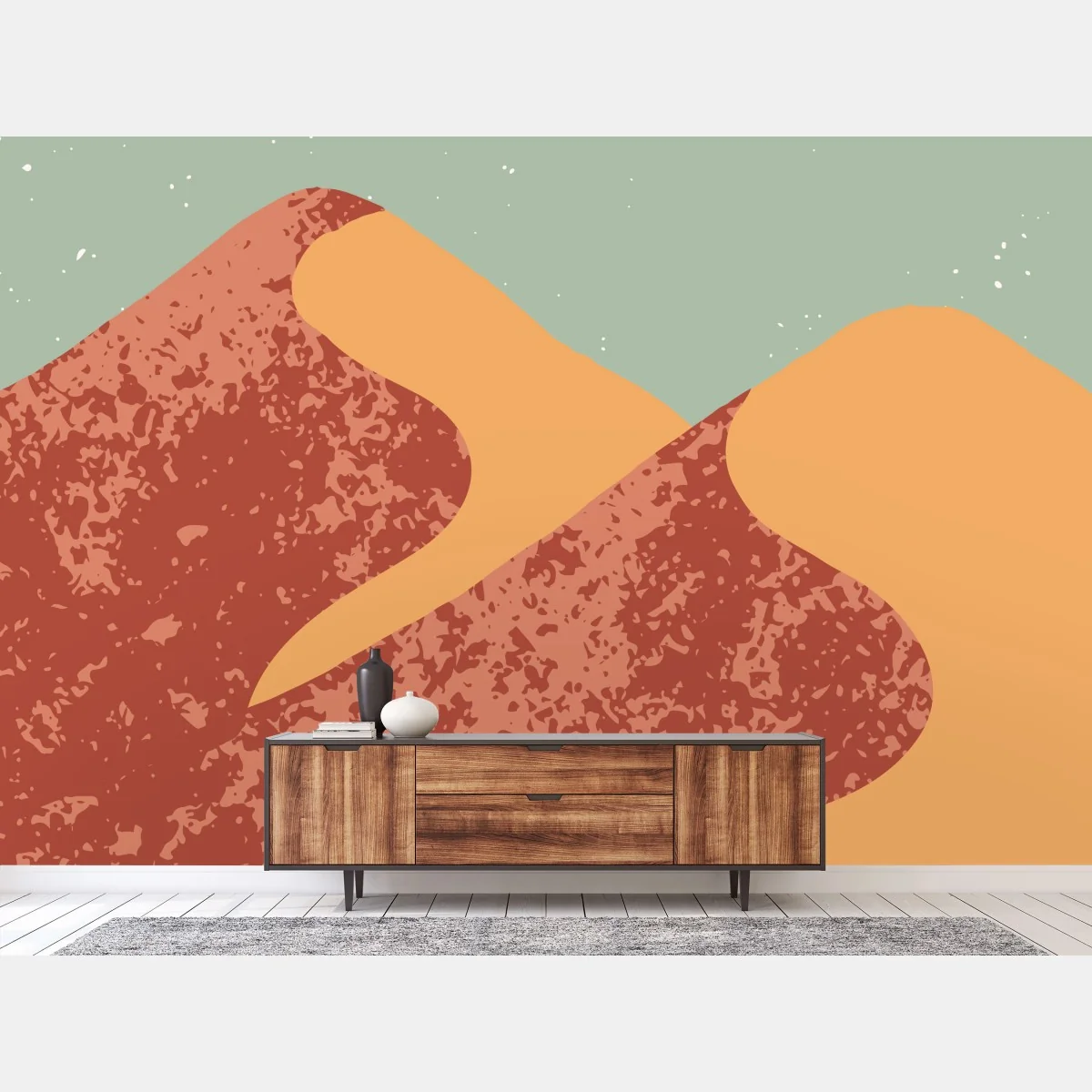 Carta da parati paesaggio montano astratto in stile mid-century • Wallissimo® Carta da parati paesaggio montano astratto in stile mid-century • Wallissimo®