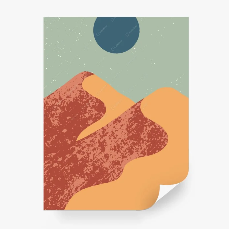 Carta da parati paesaggio montano astratto in stile mid-century