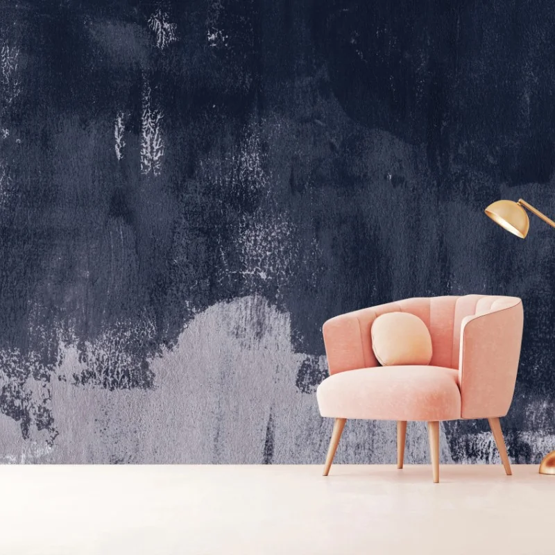 Carta da parati astrazione materica blu e grigio