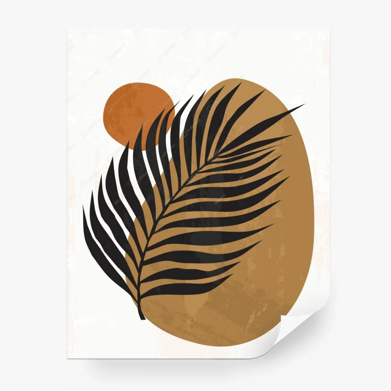 Carta da parati palma astratta su sfondo terroso