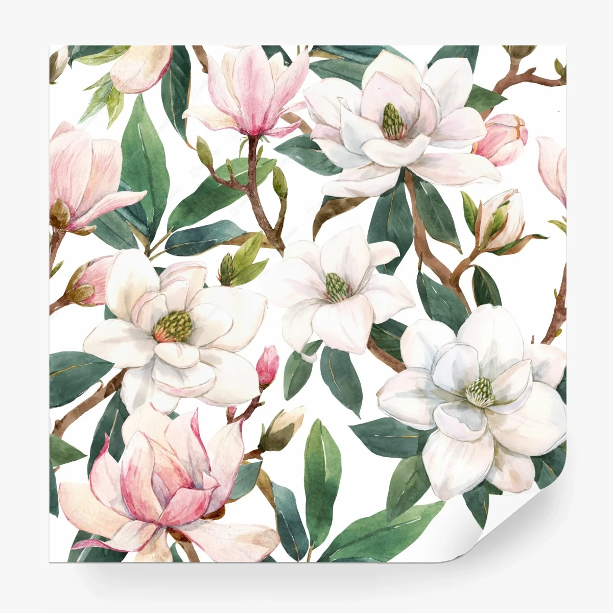 Carta da parati motivo magnolia acquerellato per decorazione da parete • Wallissimo® Carta da parati motivo magnolia acquerellato per decorazione da parete • Wallissimo®