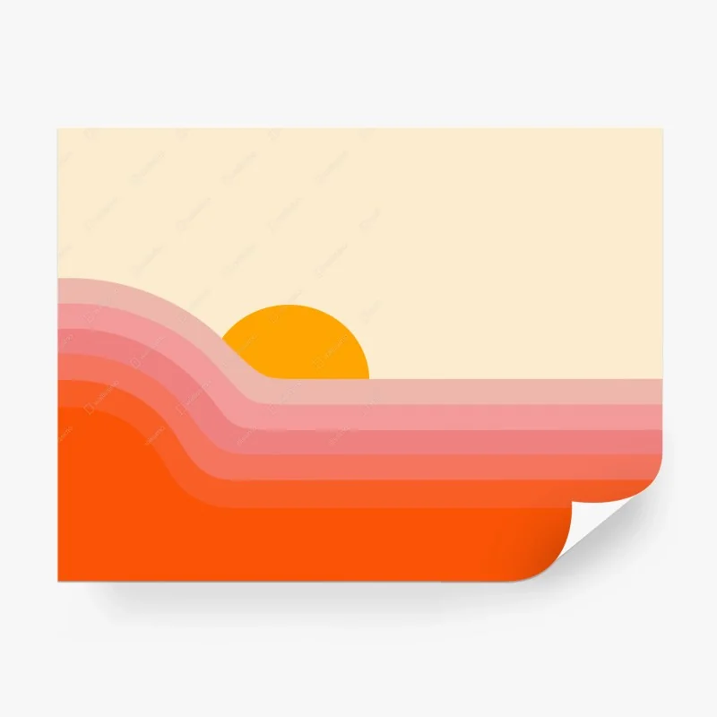 Carta da parati tramonto astratto a onde in stile retrò