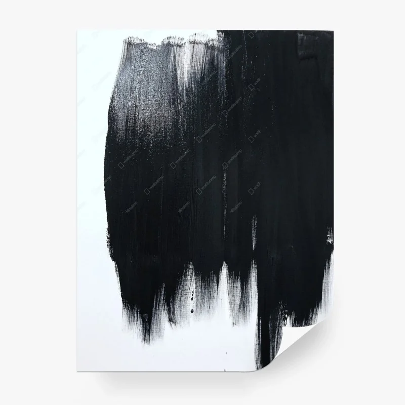 Carta da parati movimento di pennellate nere su sfondo bianco