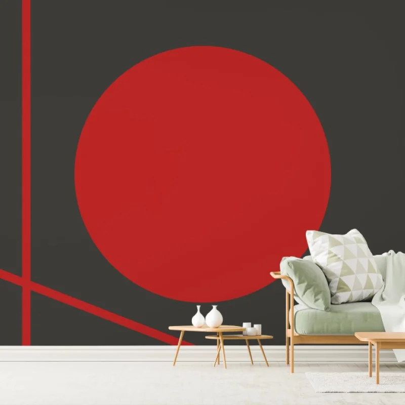 Carta da parati composizione geometrica in rosso e grigio