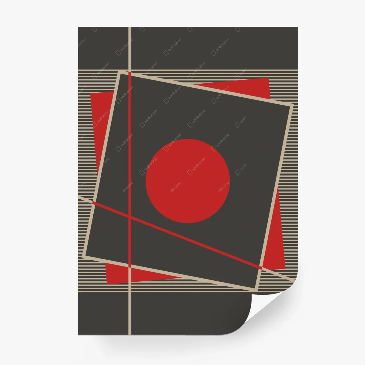 Carta da parati composizione geometrica in rosso e grigio • Wallissimo® Carta da parati composizione geometrica in rosso e grigio • Wallissimo®