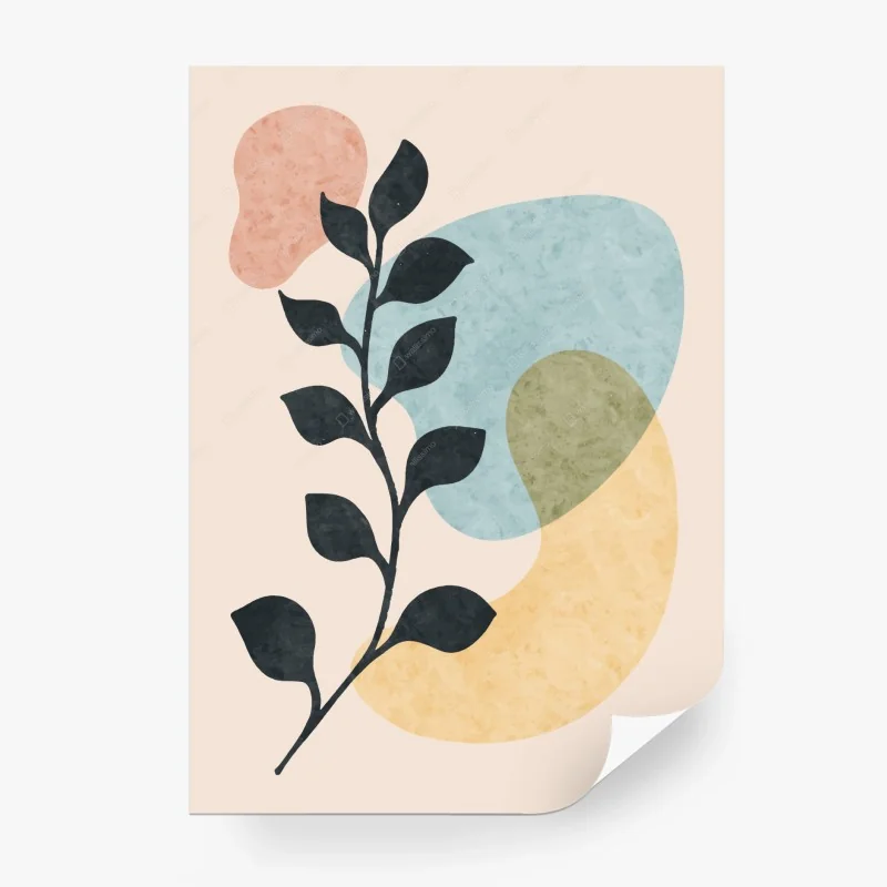 Carta da parati ramo botanico astratto su sfondo pastello