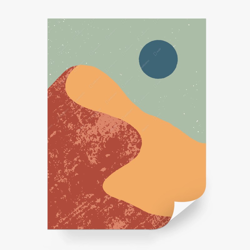 Carta da parati paesaggio astratto in stile mid-century