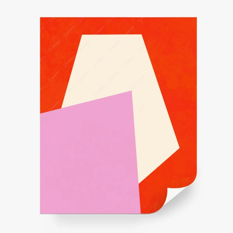 Carta da parati composizione geometrica rosa e crema su sfondo arancione • Wallissimo®