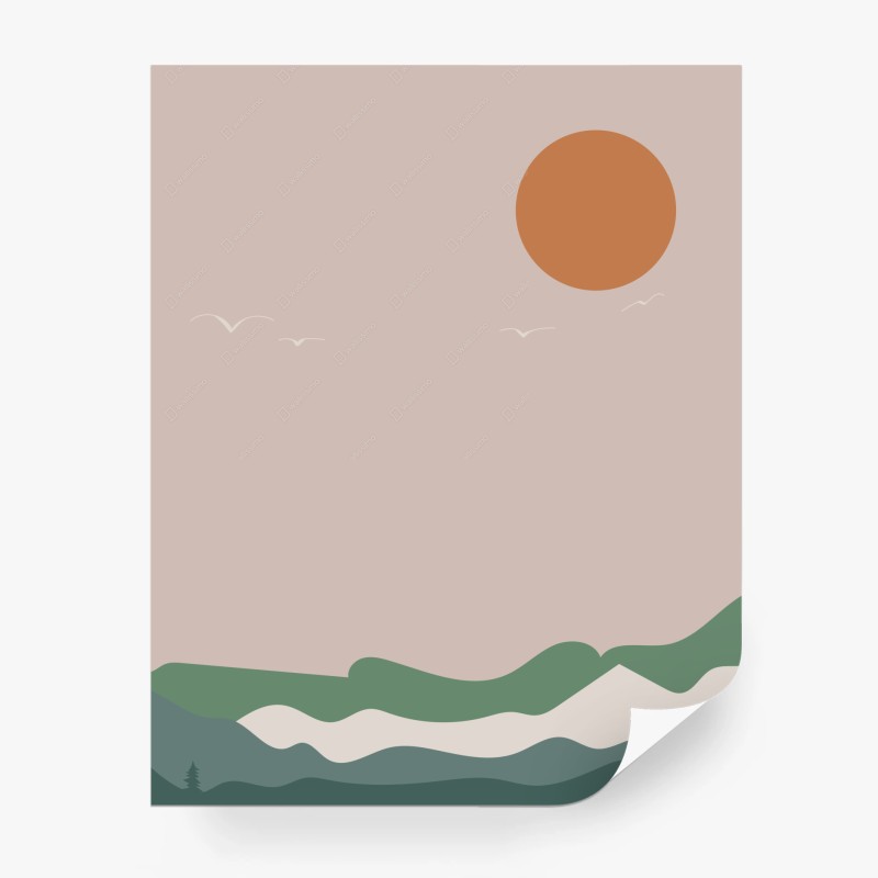 Carta da parati tramonto minimal sulle colline