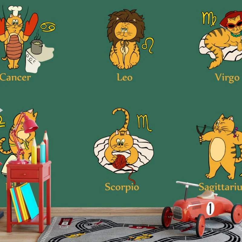Carta da parati zodiaco felino illustrato