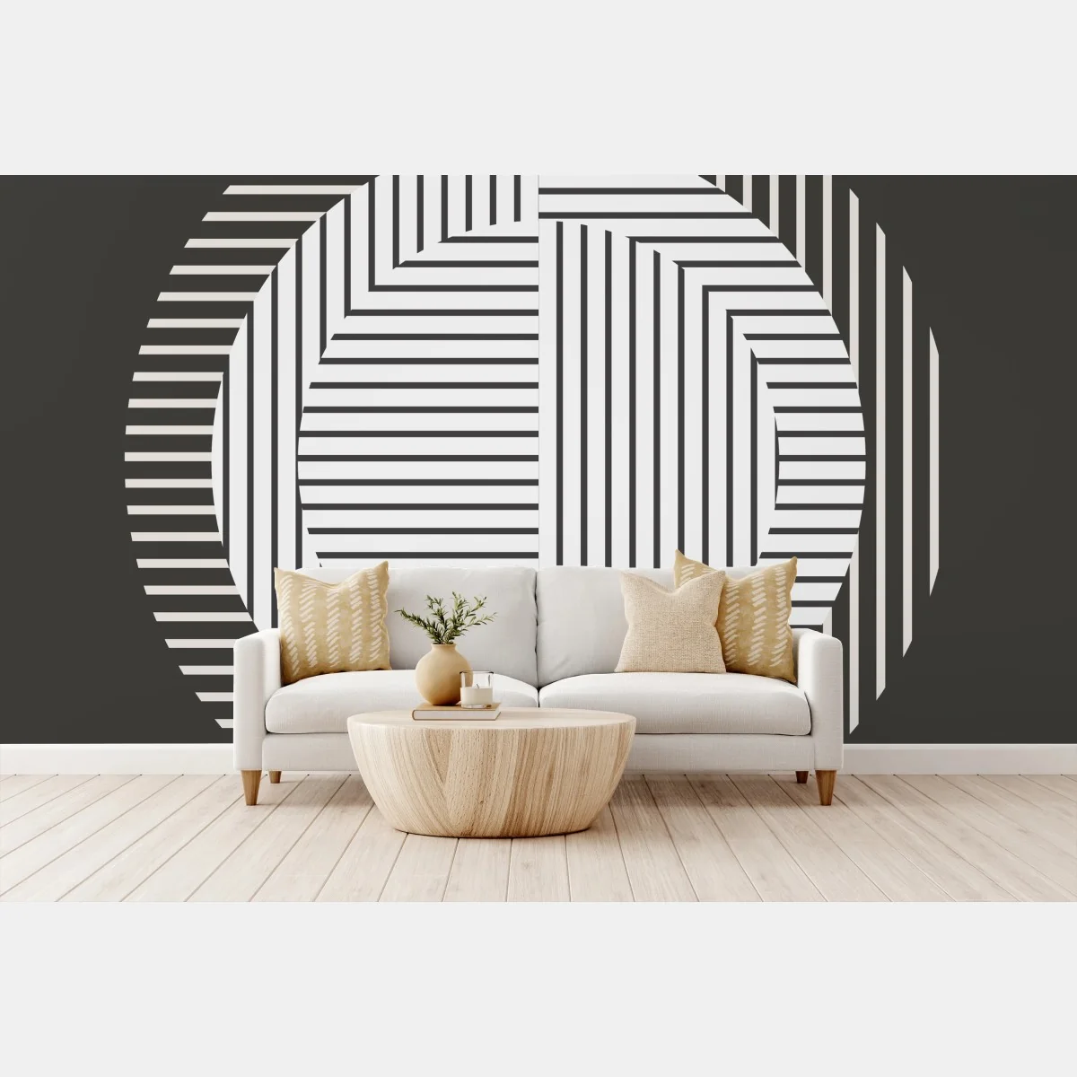 Carta da parati composizione ottica a cerchi e linee • Wallissimo® Carta da parati composizione ottica a cerchi e linee • Wallissimo®