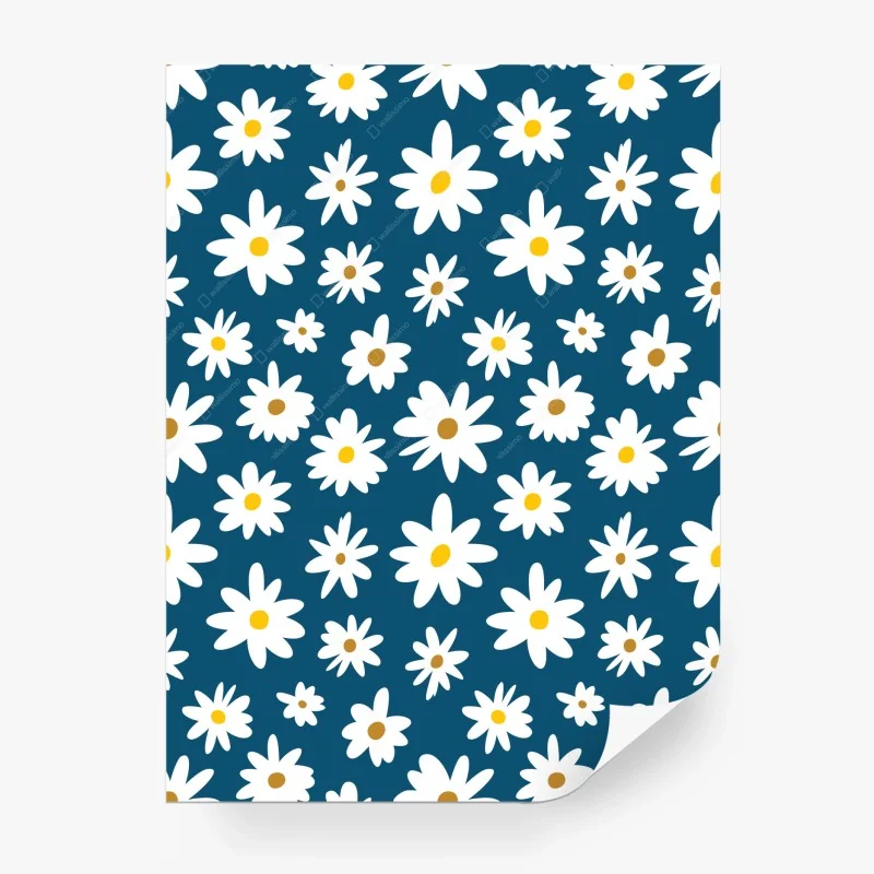 Carta da parati motivo margherite su sfondo blu