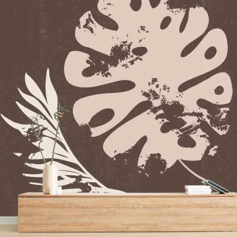 Carta da parati composizione botanica minimalista con monstera • Wallissimo® Carta da parati composizione botanica minimalista con monstera • Wallissimo®