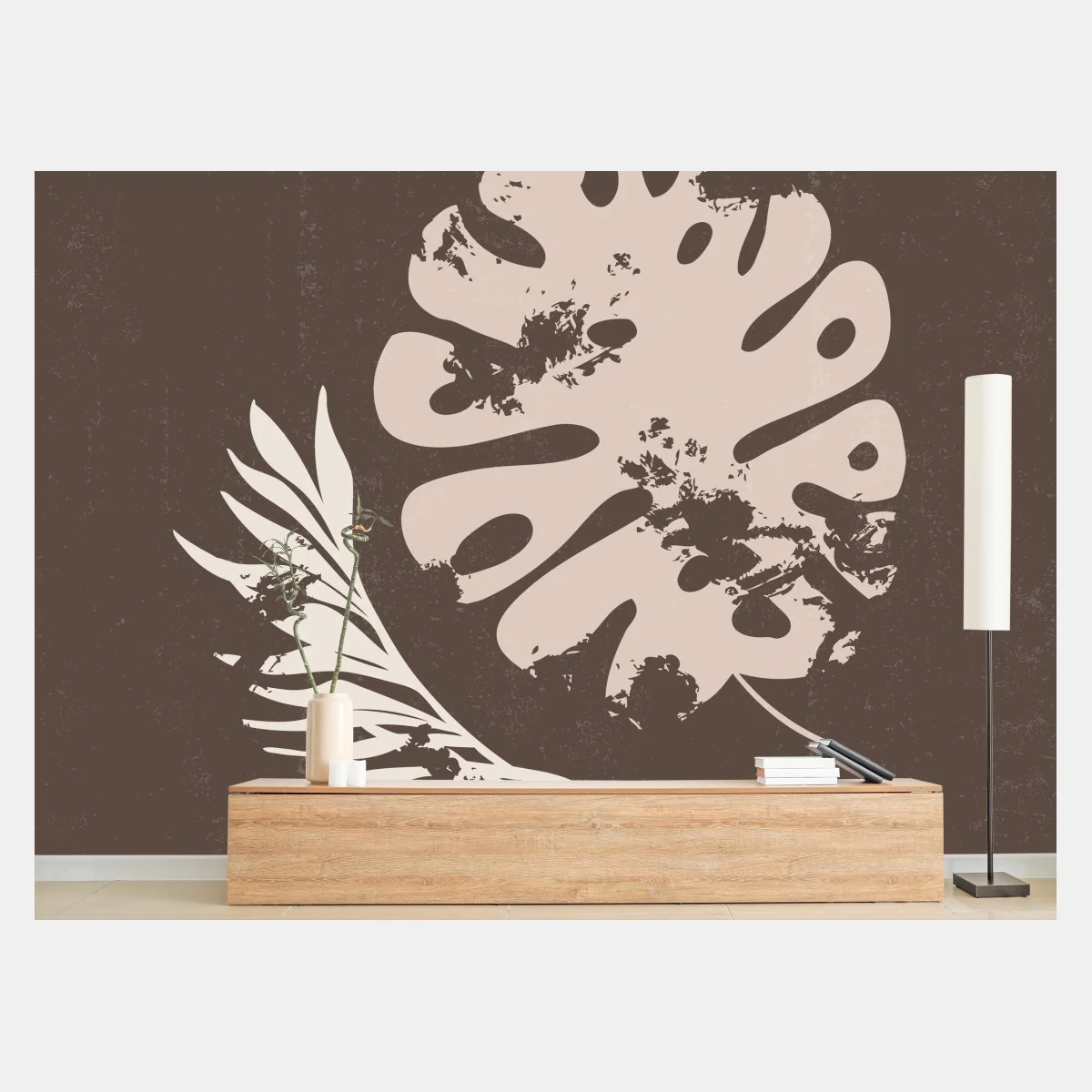 Carta da parati composizione botanica minimalista con monstera • Wallissimo® Carta da parati composizione botanica minimalista con monstera • Wallissimo®