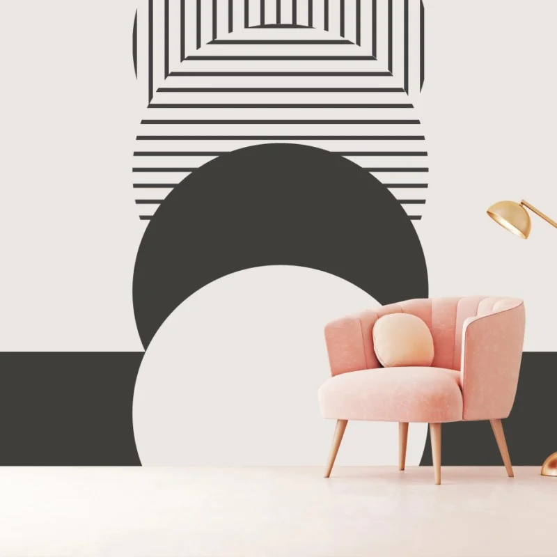 Carta da parati composizione geometrica monocromatica