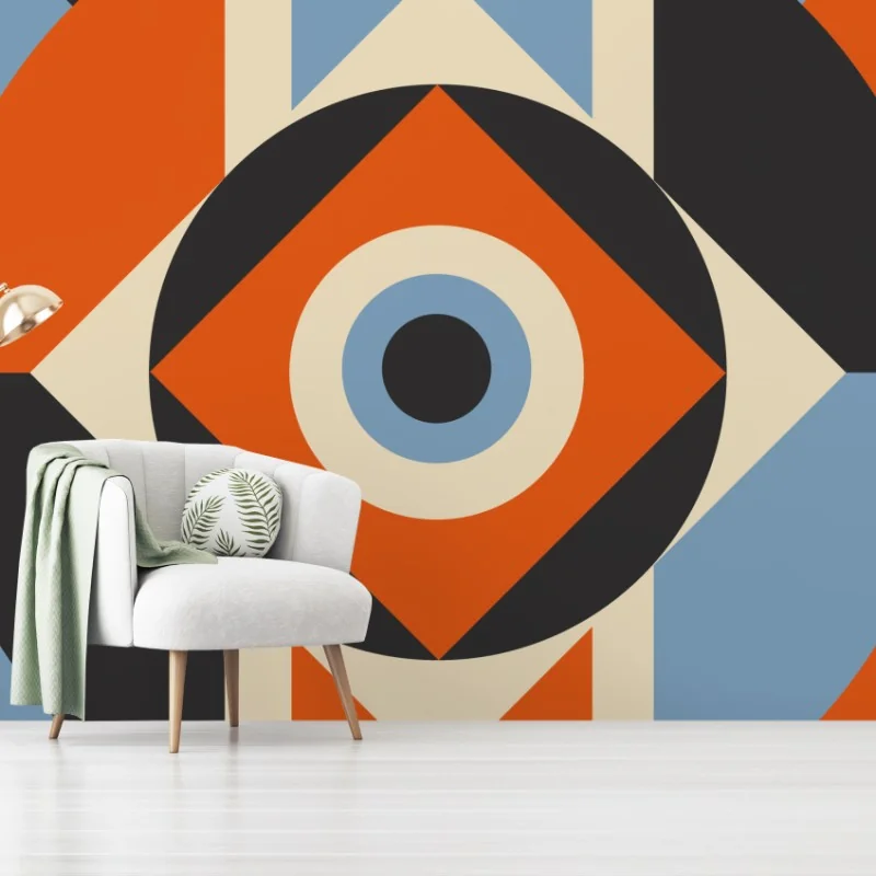 Carta da parati occhio geometrico in stile anni '60