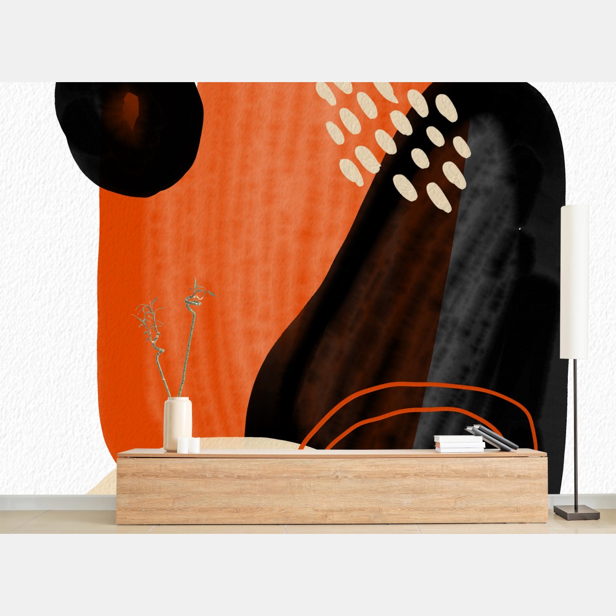 Carta da parati composizione astratta toni caldi e forme organiche • Wallissimo® Carta da parati composizione astratta toni caldi e forme organiche • Wallissimo®