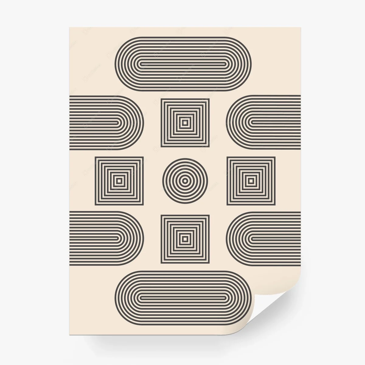 Carta da parati motivo geometrico minimalista beige e nero • Wallissimo®