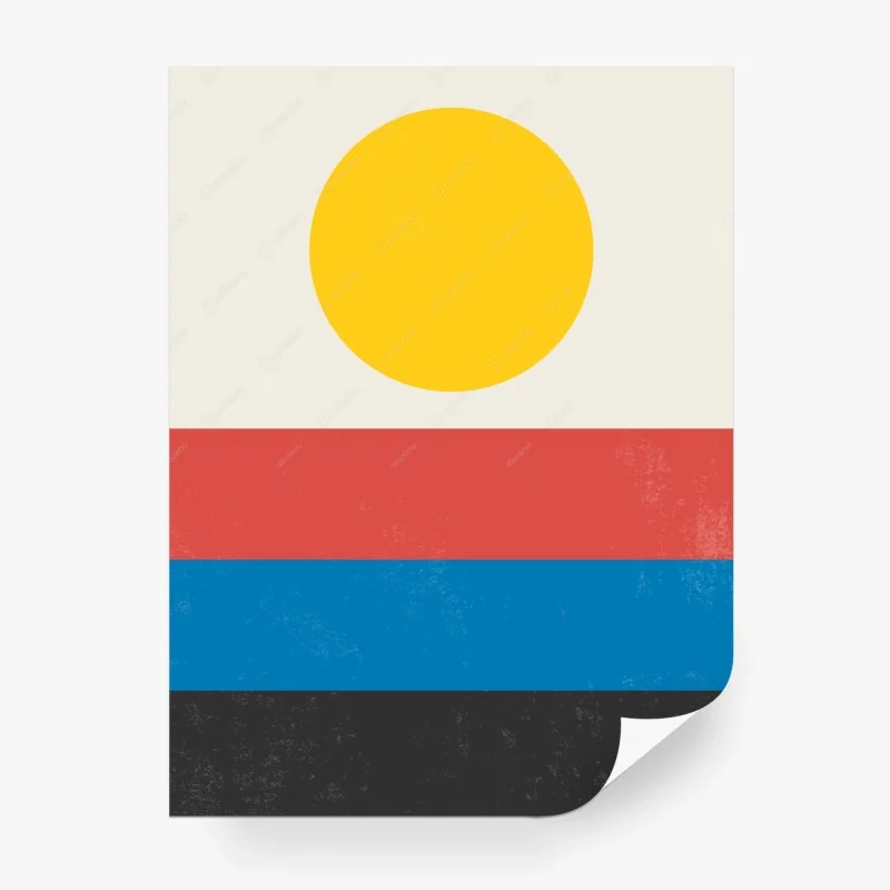 Carta da parati sole geometrico su strisce colorate • Wallissimo® Carta da parati sole geometrico su strisce colorate • Wallissimo®